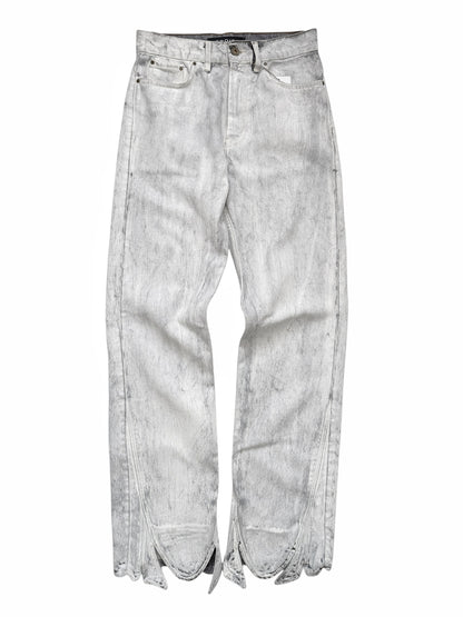 White Painted Tudor Hem Denim