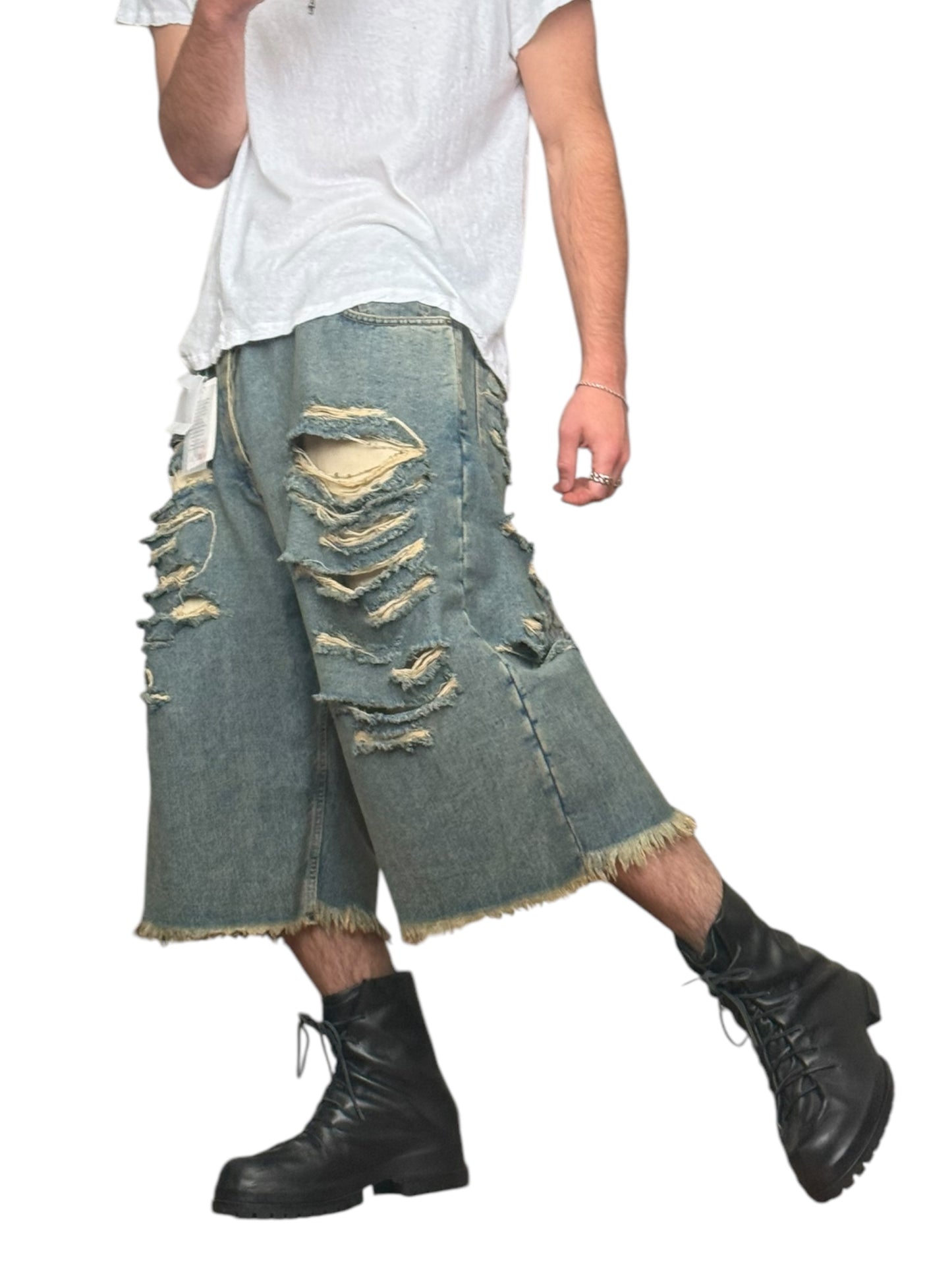 Big Daddy Baggy Denim Shred Jean Shorts