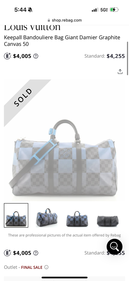 Keepall Bandouliere Bag Giant Damier Graphite Canvas 50 Duffle