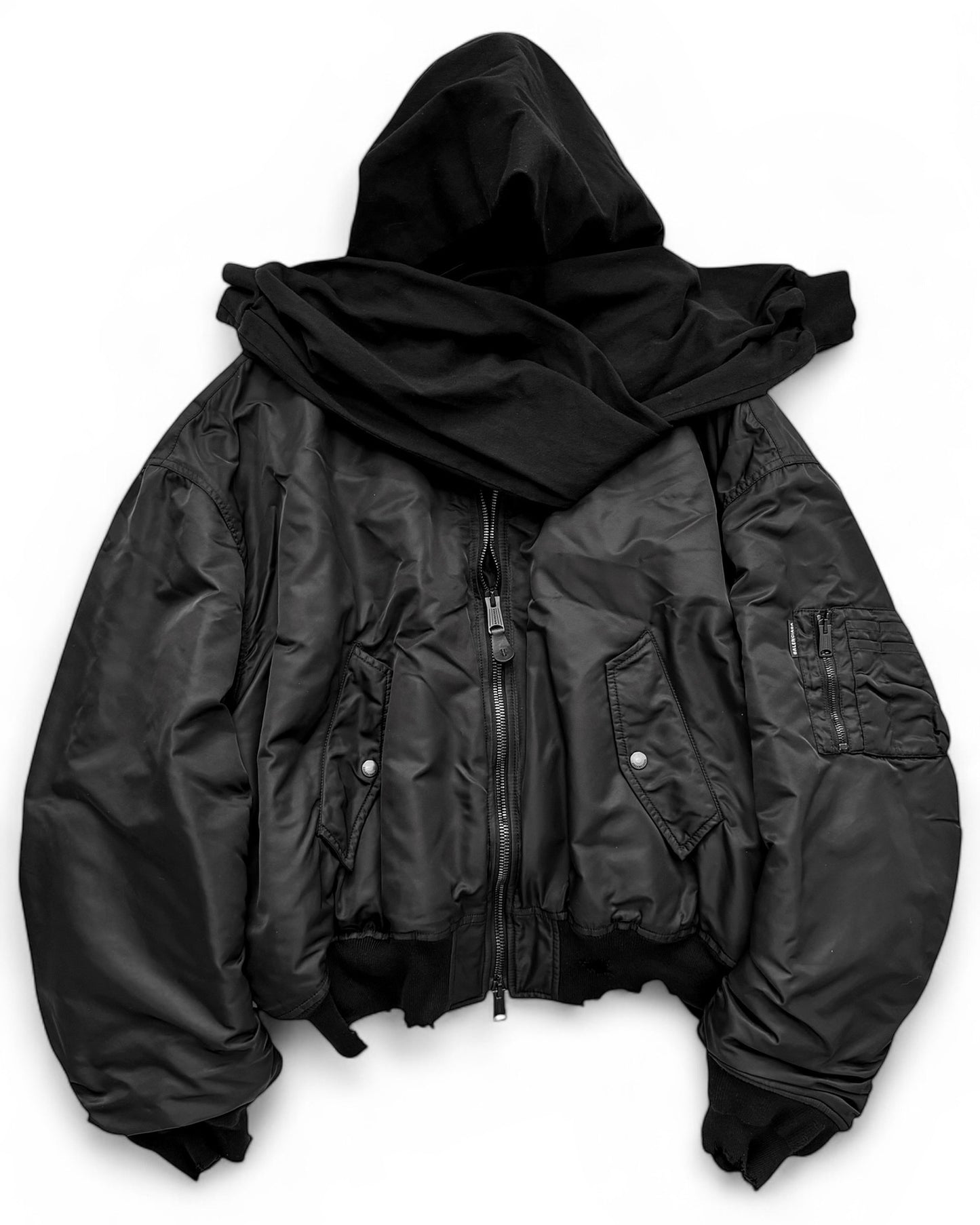 Incognito Silk Padded Distressed Bomber