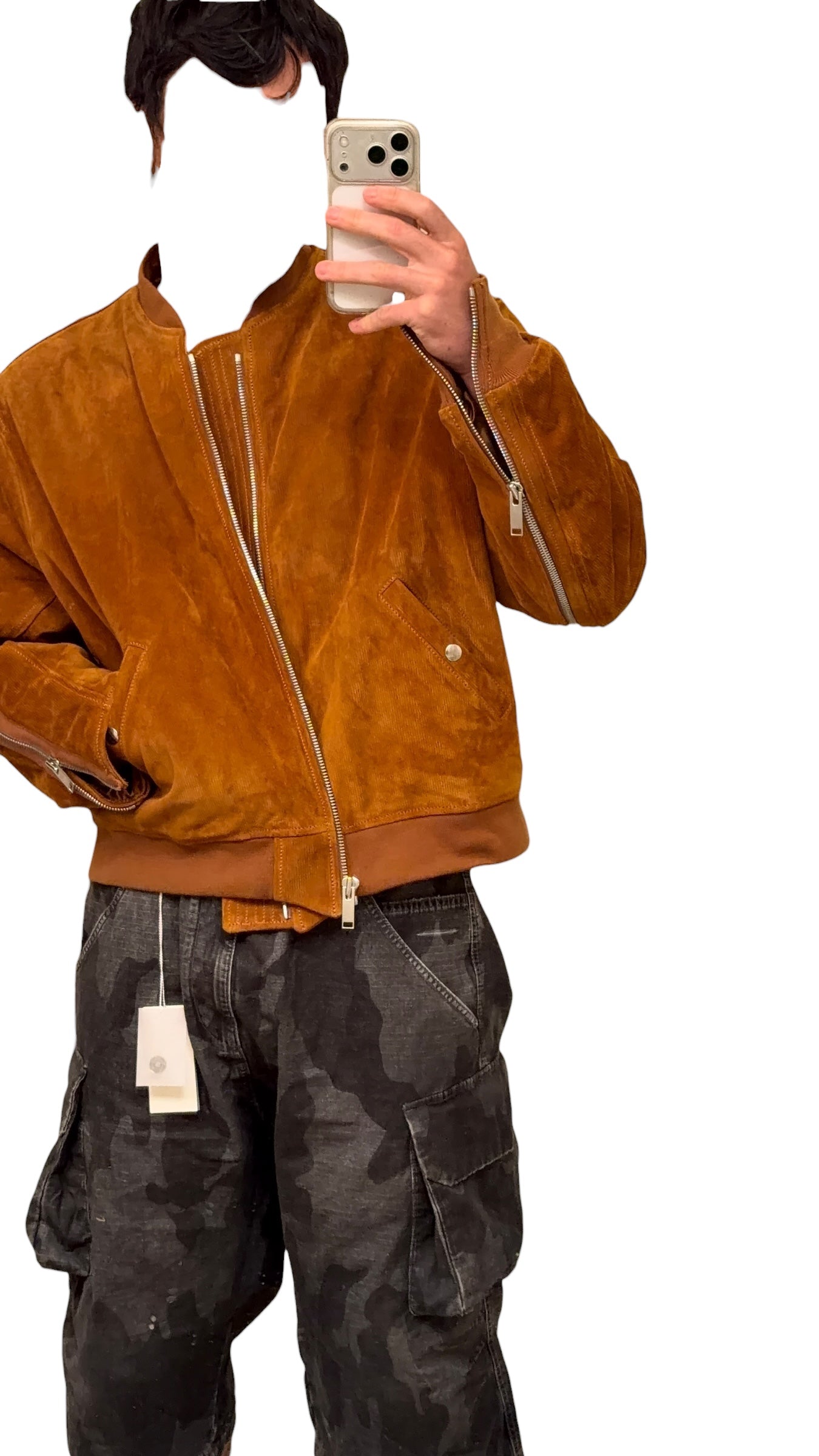 Trompe Leoil Leather “Corduroy” Bomber Jacket