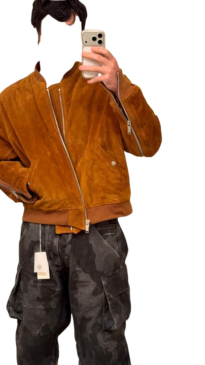 Trompe Leoil Leather “Corduroy” Bomber Jacket