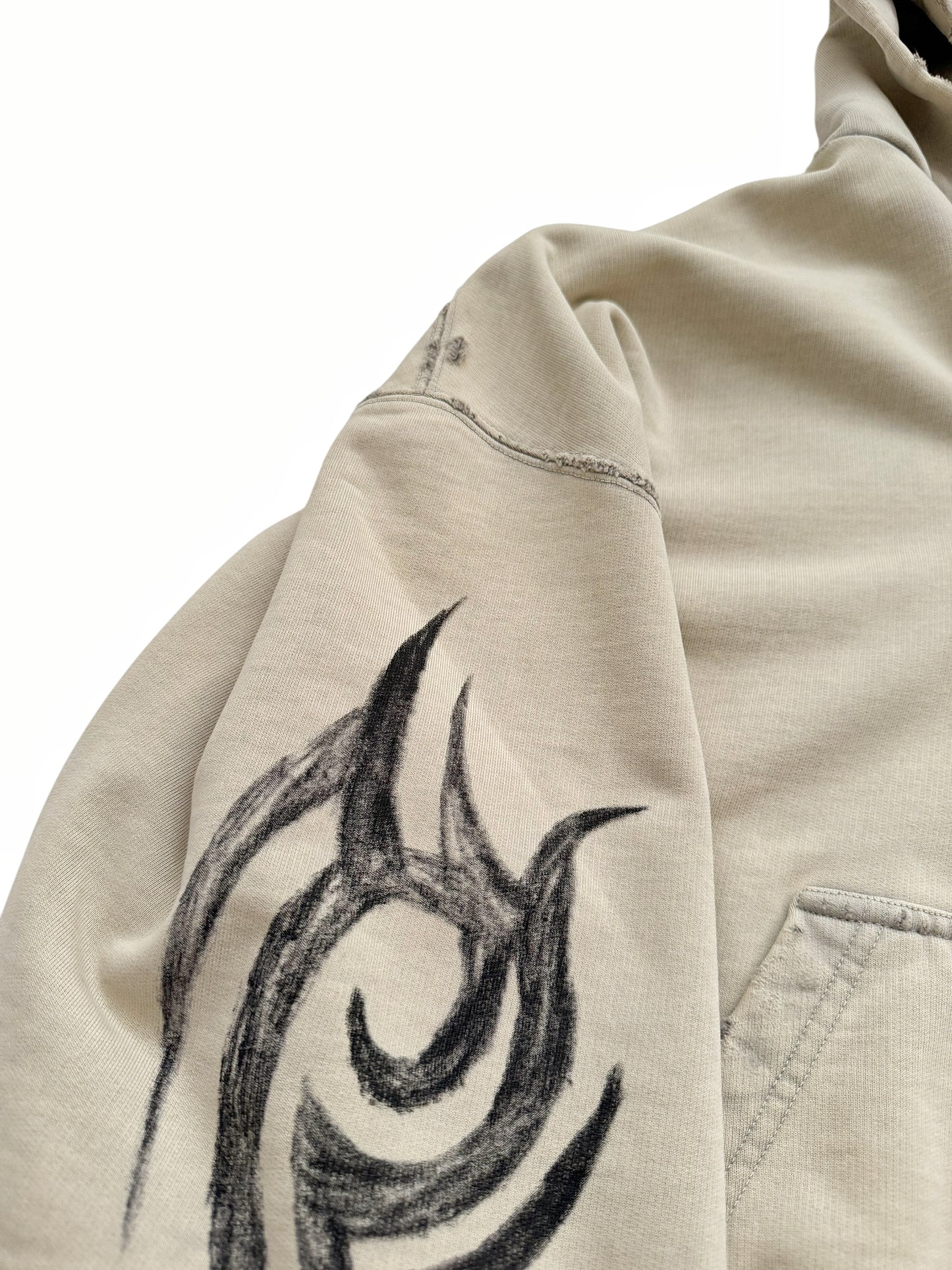 2024 Y2K Tattoo Sharpie Tribal Crop Hoodie