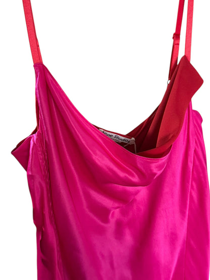 Satin Silk Layer Pink Red Dress