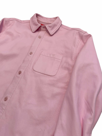 Pale Pink Lamb Leather Shirt Jacket