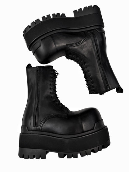 80MM Platform Stomper Boot Worn Calfskin