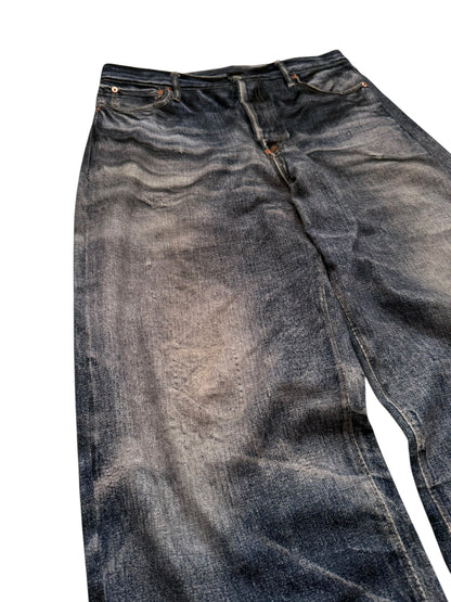 Trompe L’oeil Printed Baggy Belted Denim