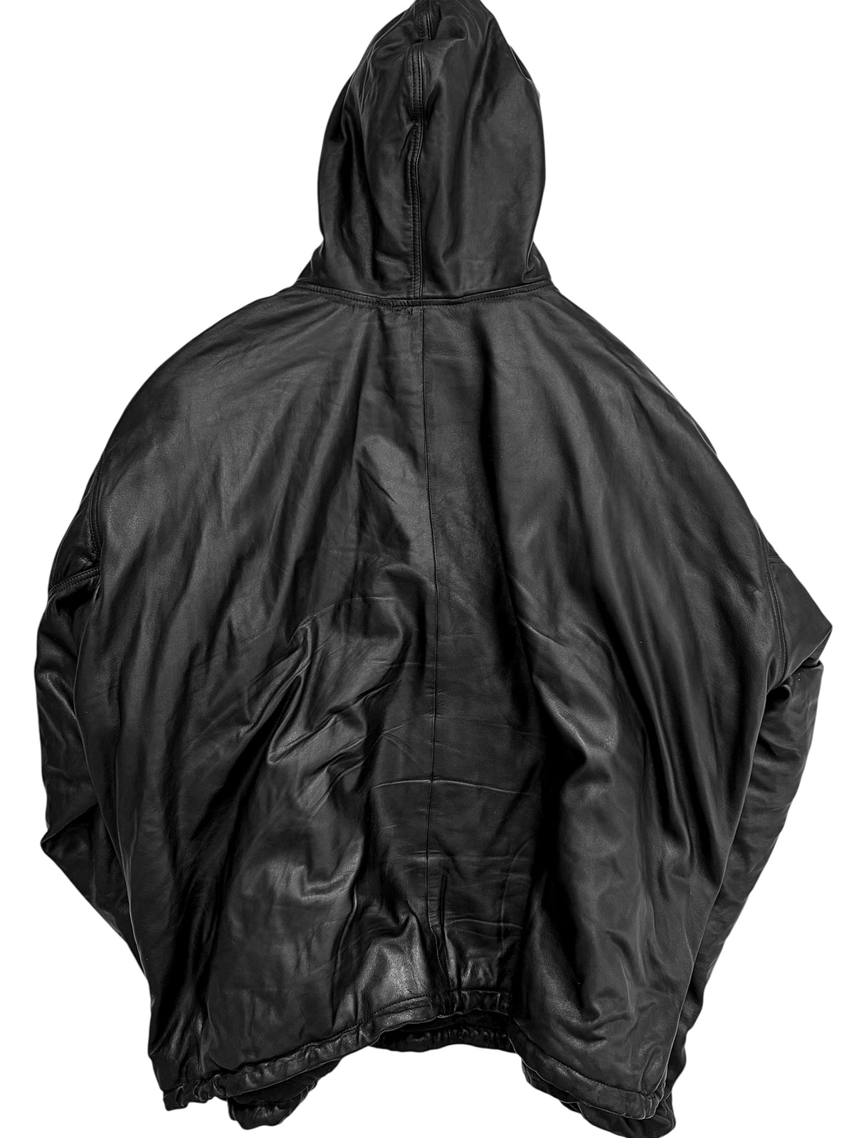Leather Boxy Pullover Hoodie