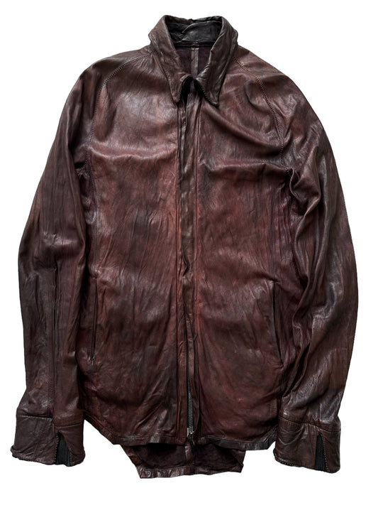 Bordeaux Deer Skin Scar Stitch Jacket