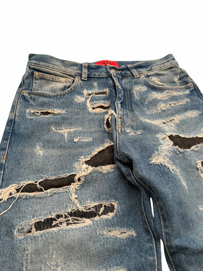 Distressed Thrashed Denim Jeans