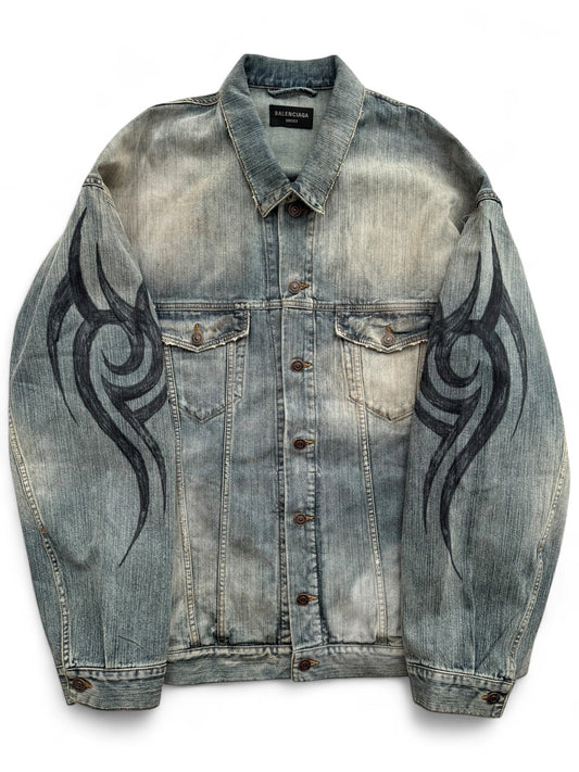 2024 Y2K Tattoo Oversized Wash Denim