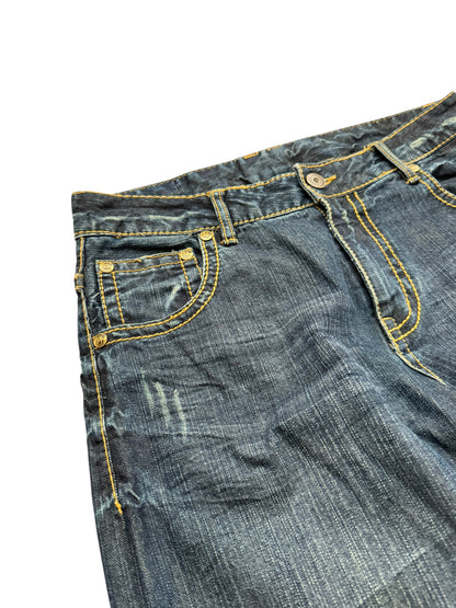 Heavy Embroidered Whisker Denim