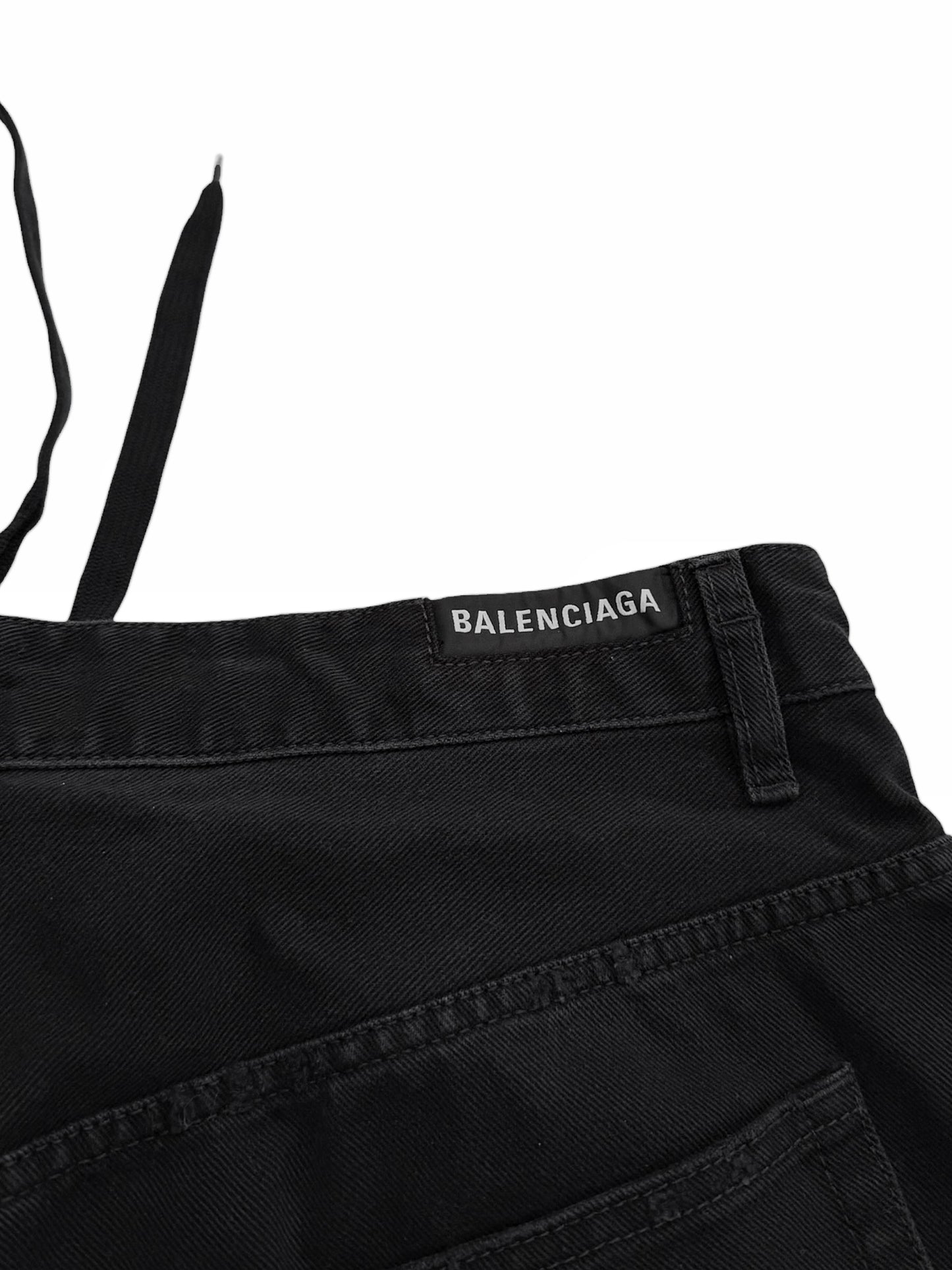 2024 Baggy Wide Leg Black Denim w Drawstring