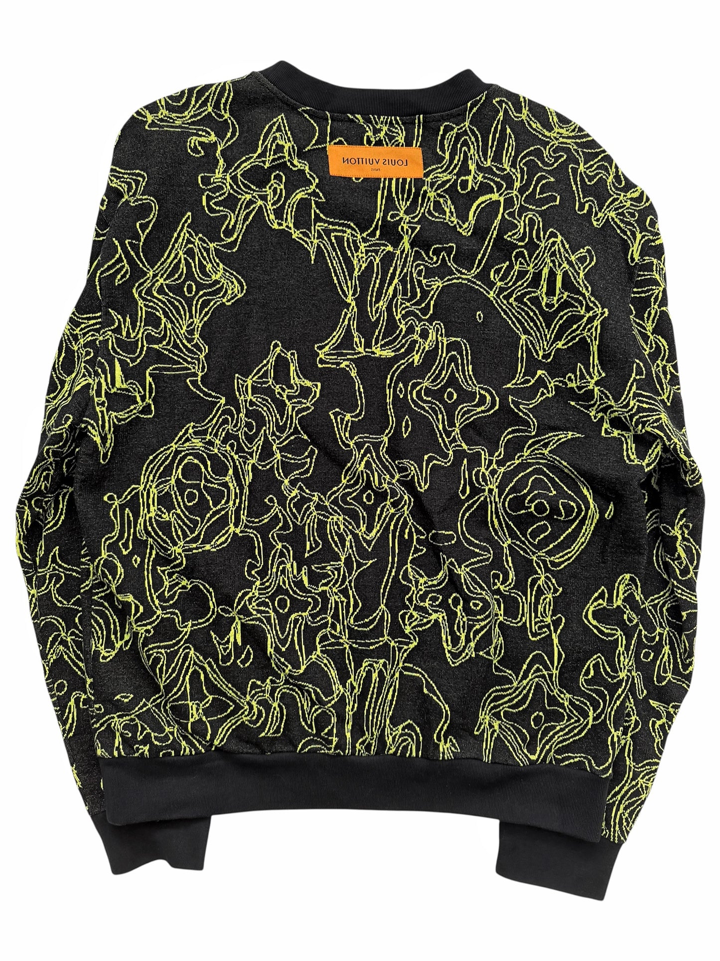 Virgil Wavy Logo Green Intarsia Knit Sweater