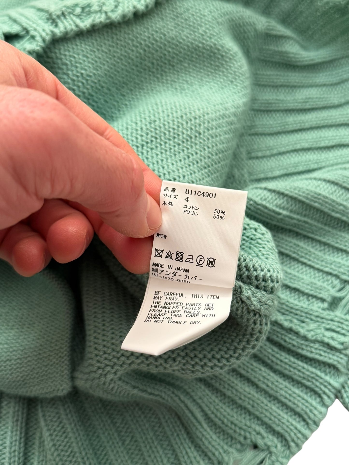 Distressed Faded Green Cardigan