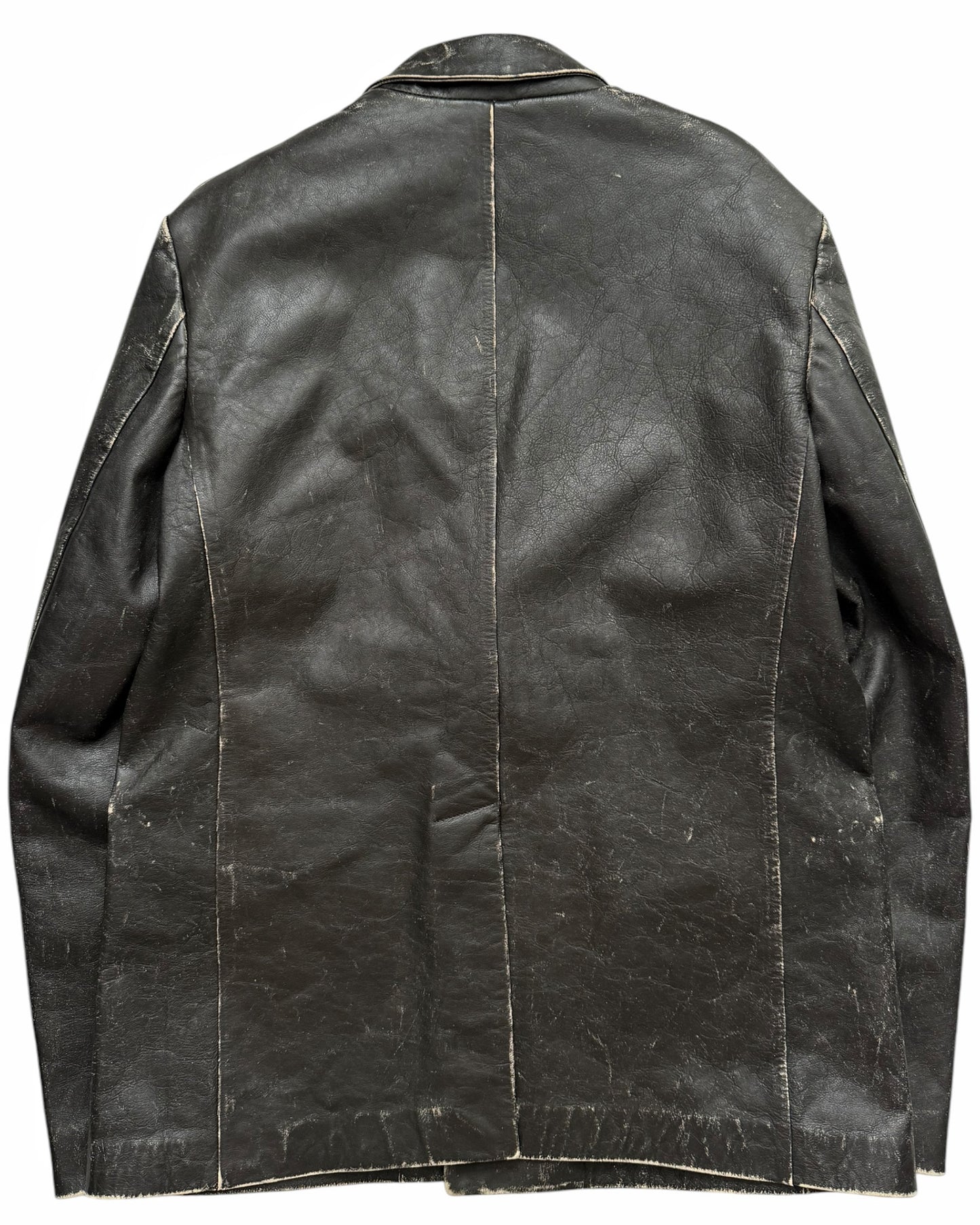 Distressed Leather Trompe L’oeil Blazer