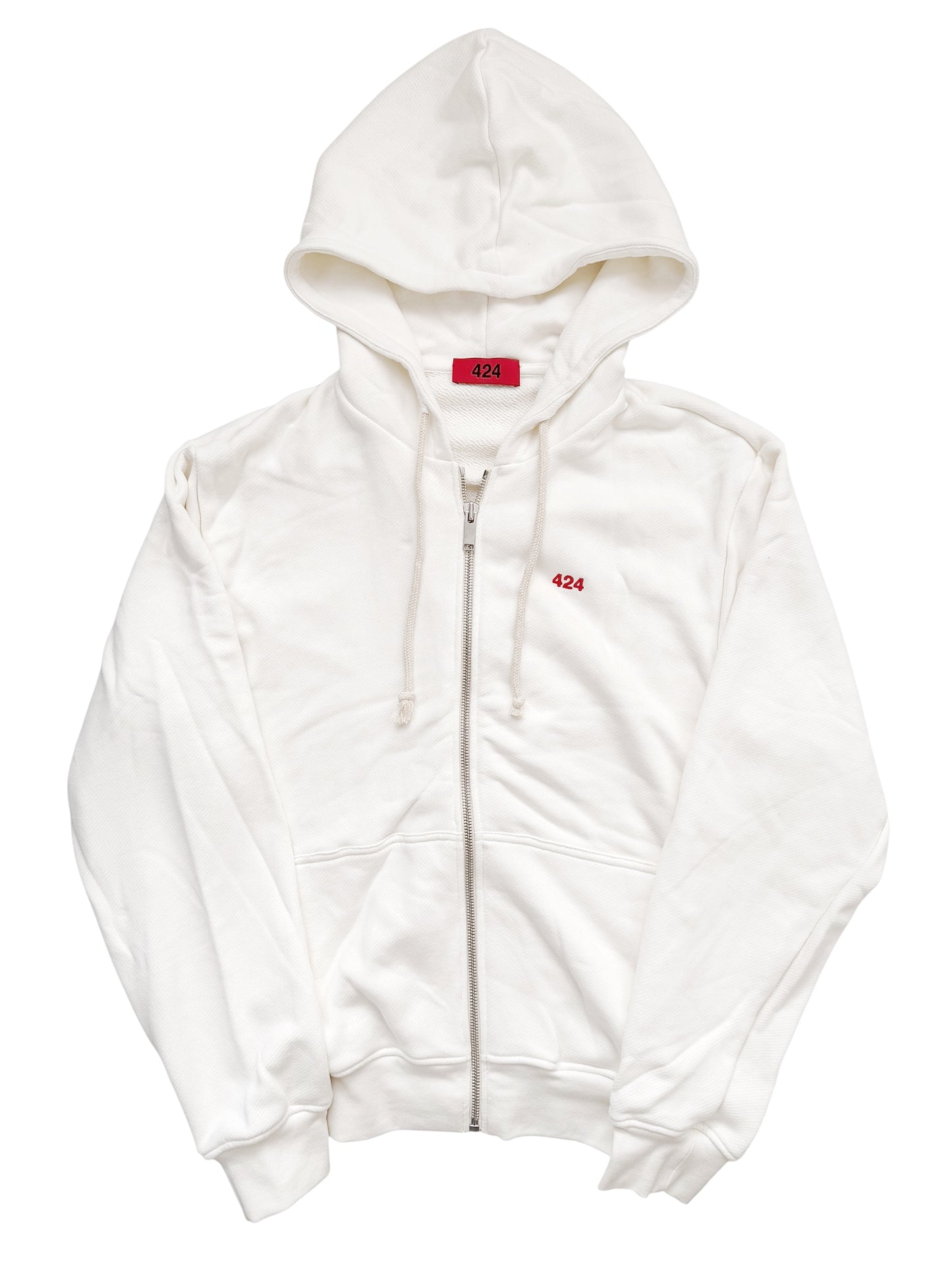 Zip Logo White Hoodie