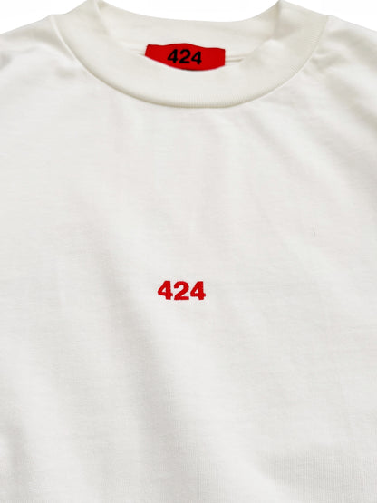 Center Embroidered Logo Heavy White Shirt