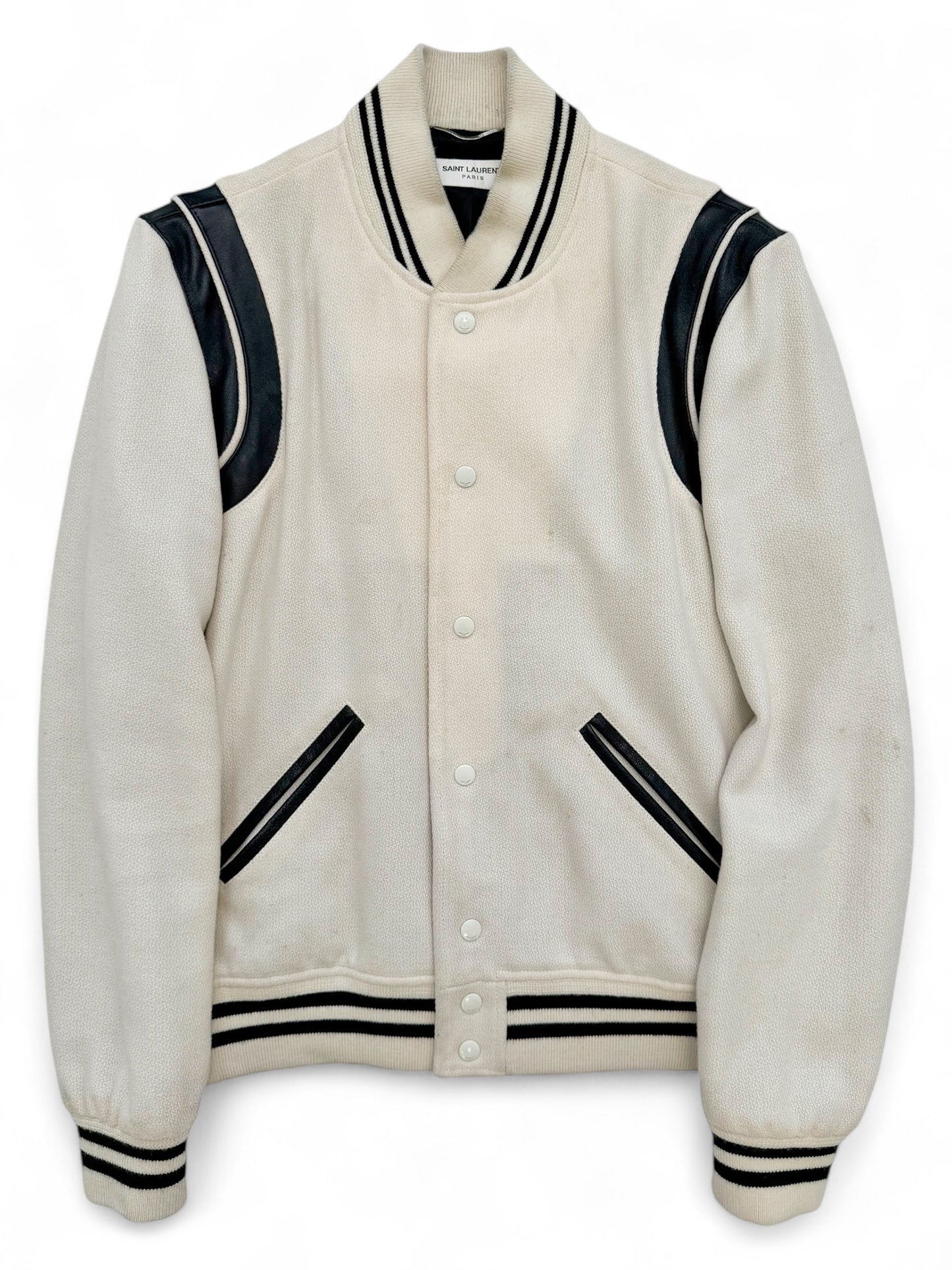 Cream Teddy Varsity Jacket