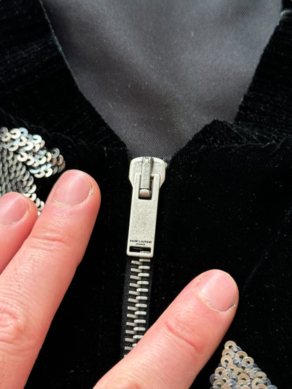 2019 Runway Velvet Sequin Teddy Bomber Jacket