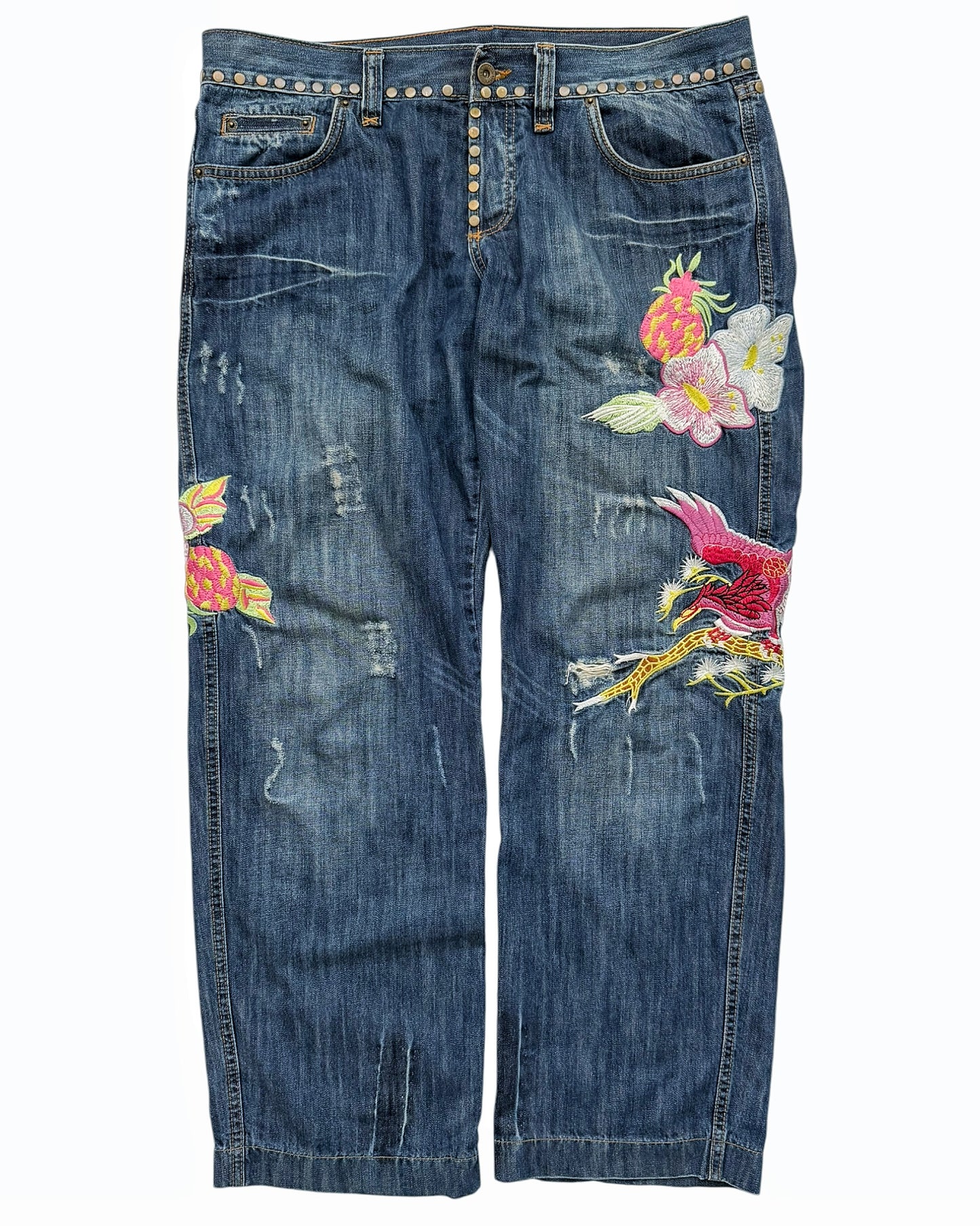 Hawaii Aloha Embroidered Stud Denim