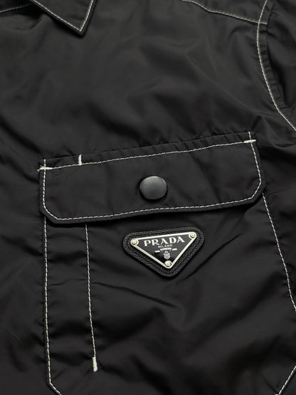 Contrast Re Nylon Black Shirt