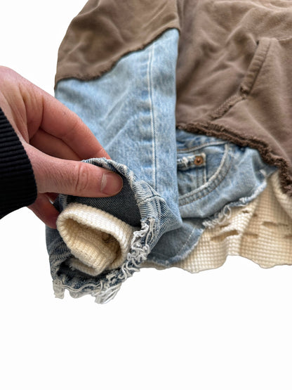 Sample Cocoa Brown Denim Fragment Hybrid Hoodie