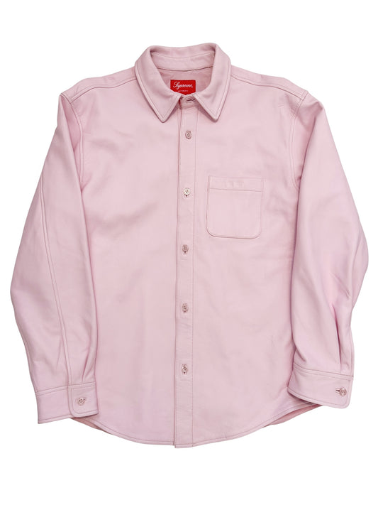 Pale Pink Lamb Leather Shirt Jacket