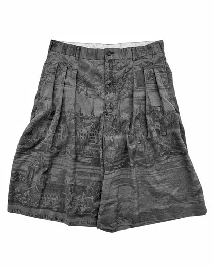 2020 Pressed Wool Print Pleated Shorts