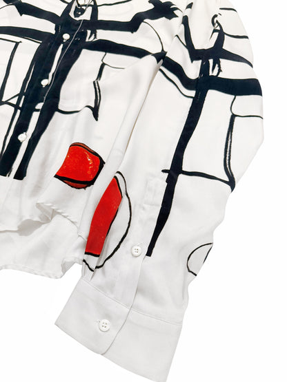 Unreleased Crucifix Crucifixion Abstract Silky Shirt