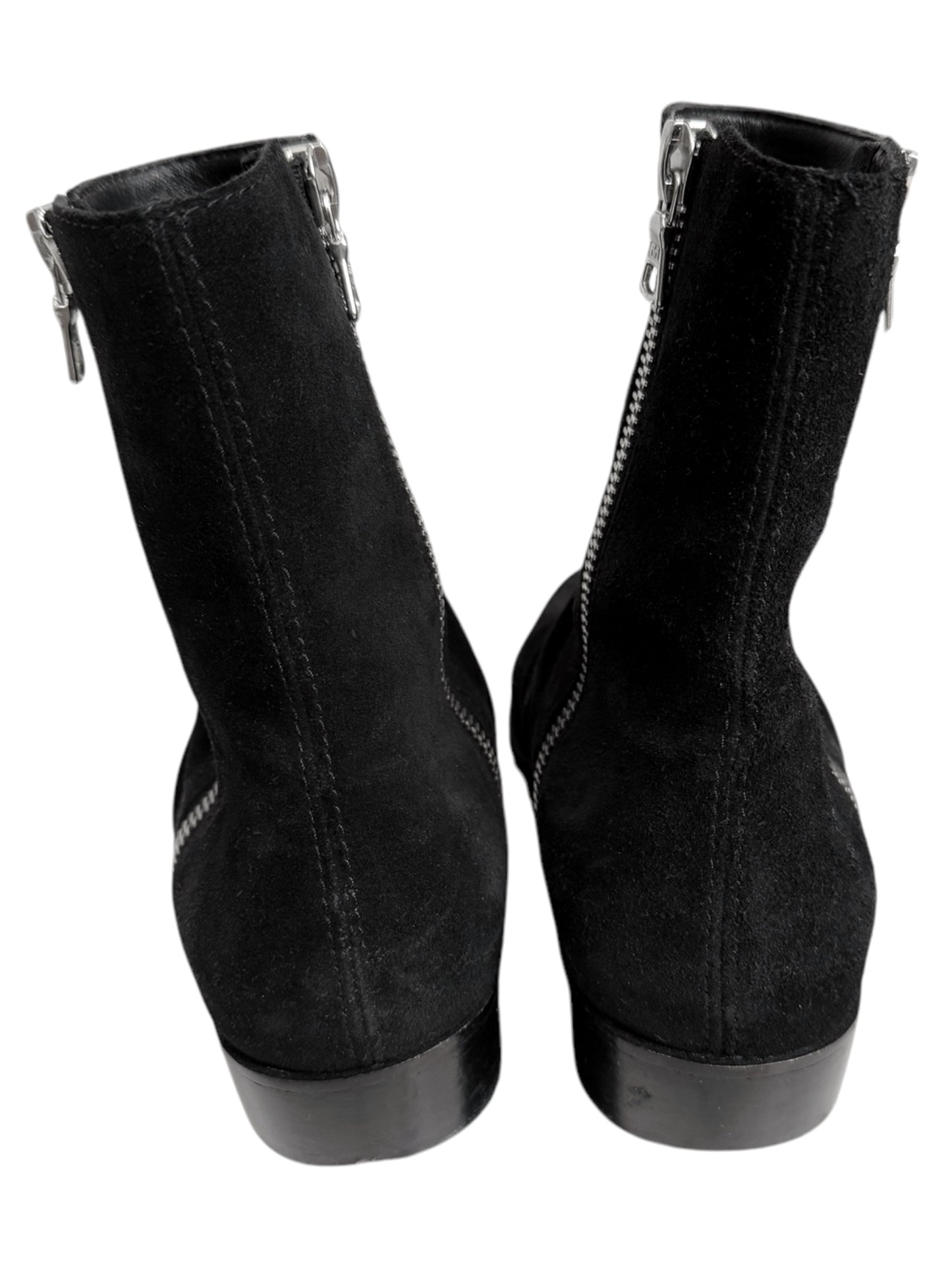 Zip Stacking Suede Black Boot