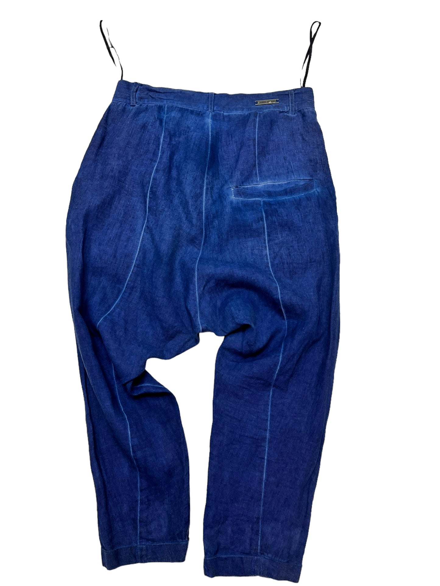 2019 Blue Indigo Object Dye Drop Crotch Trousers