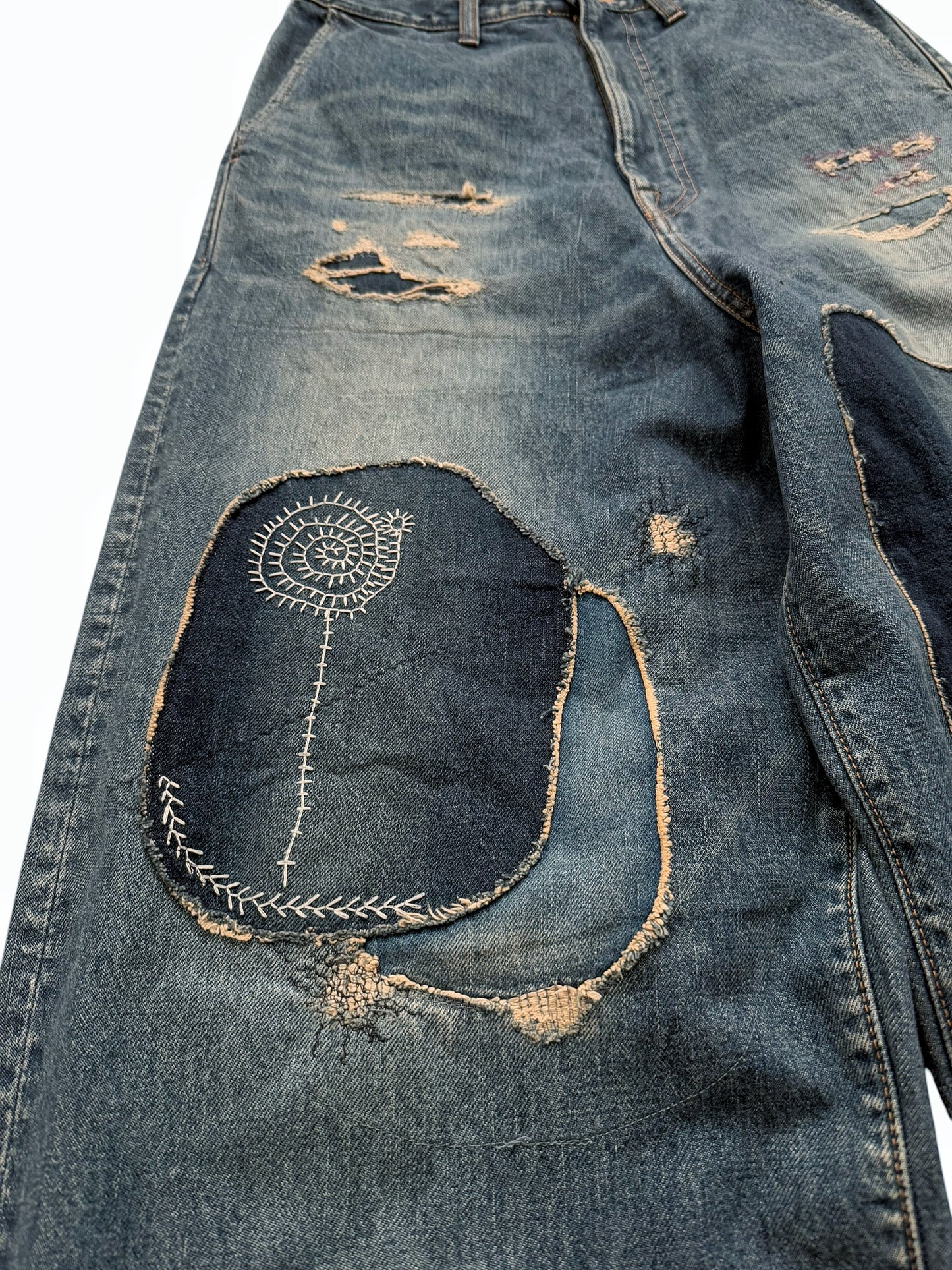 Katsuragi Boro Patchwork Kountry Baggy Denim