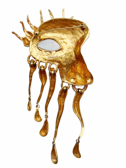 Gilded “Visage” Eye Brooch