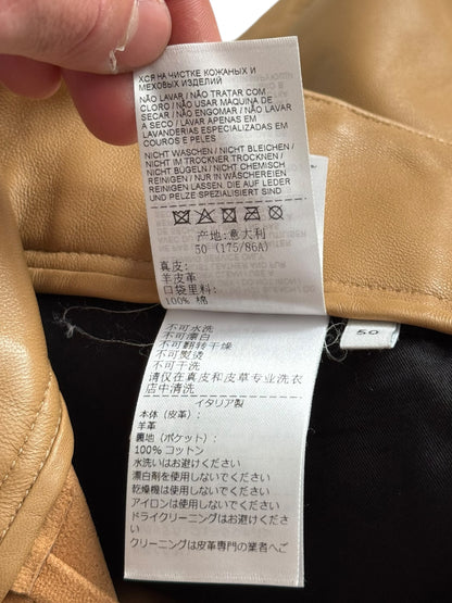 “Cashmere Nappa” Leather Pleat Baggy Pant