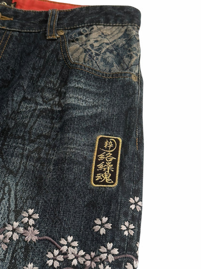 Dragon Embroidered Multipocket Snake Denim