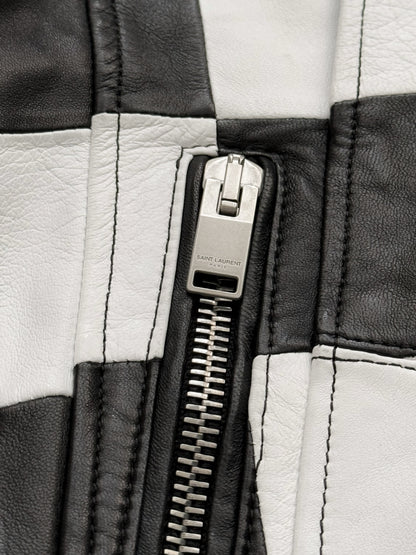 SS14 Checkerboard Patchwork L01 Lambskin Motorcycle Jacket