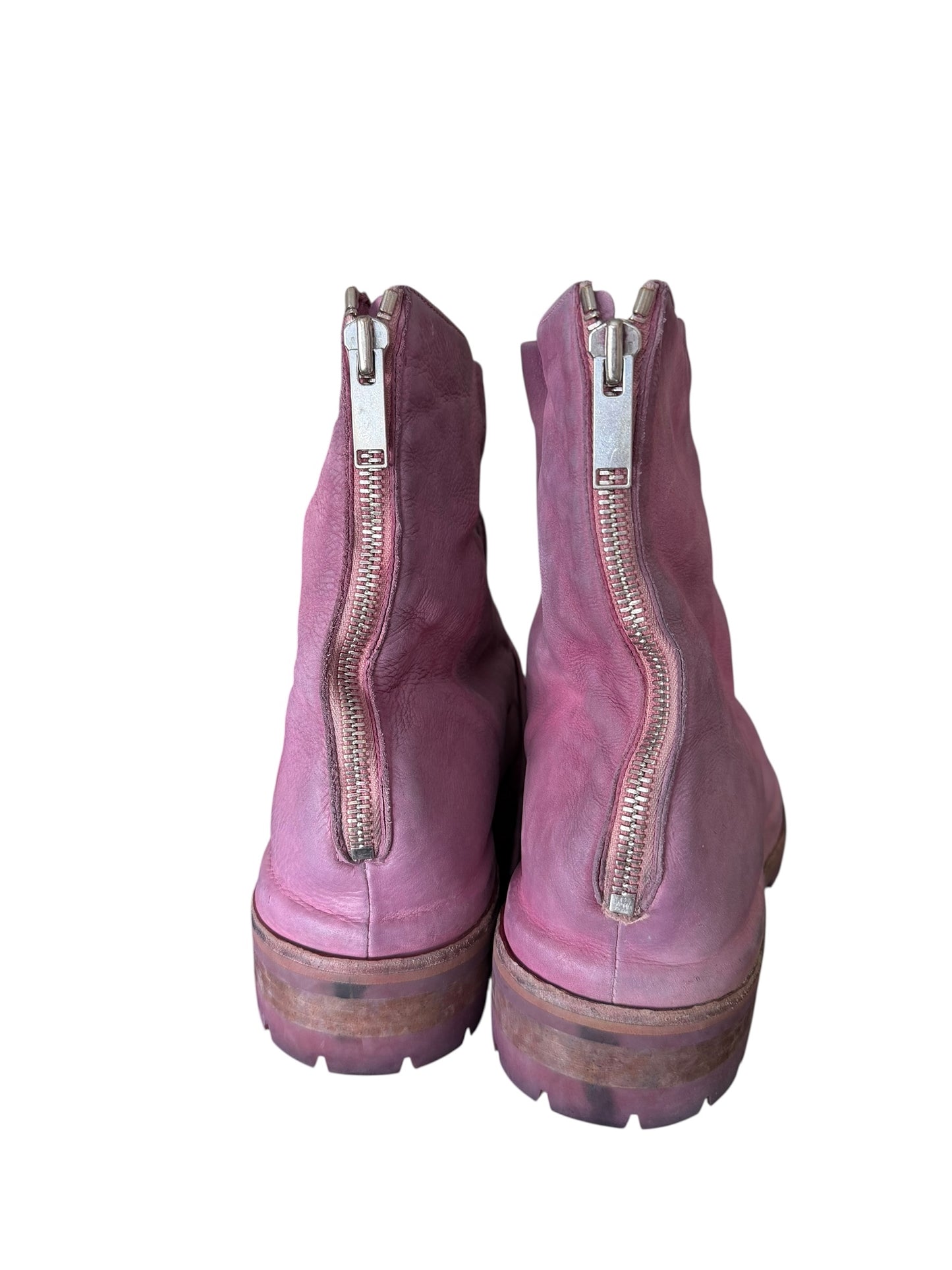 Overdyed Pink Leather Lace Up Marathon Boot