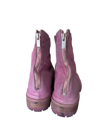 Overdyed Pink Leather Lace Up Marathon Boot