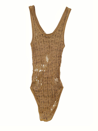 Knit Caramel Brown Bodysuit Tank