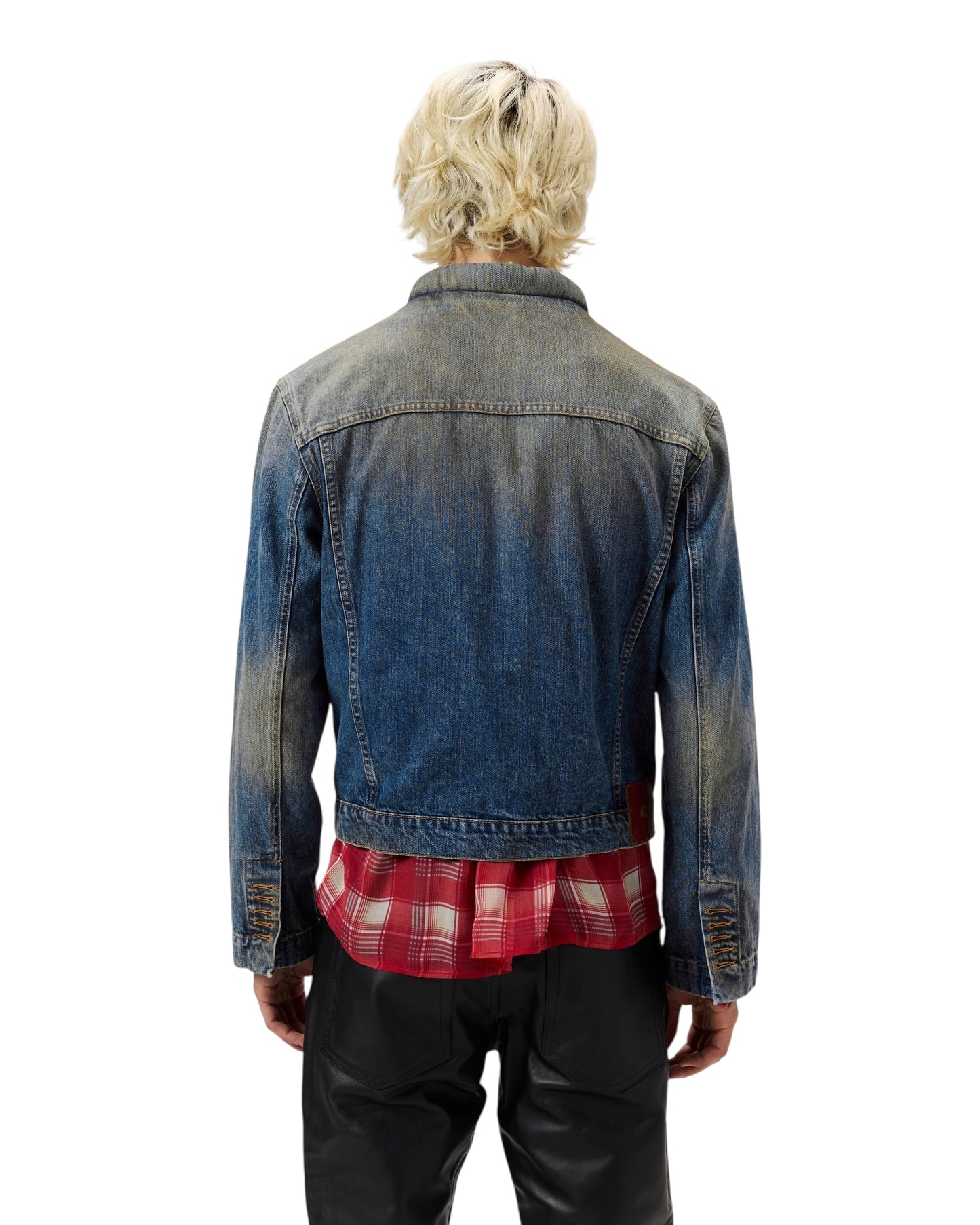 Japanese Wash Mandarin Collar Pleated Denim Trucker