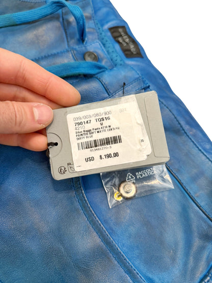 Mudshow Graffiti Baggy Blue Leather Biker Pants