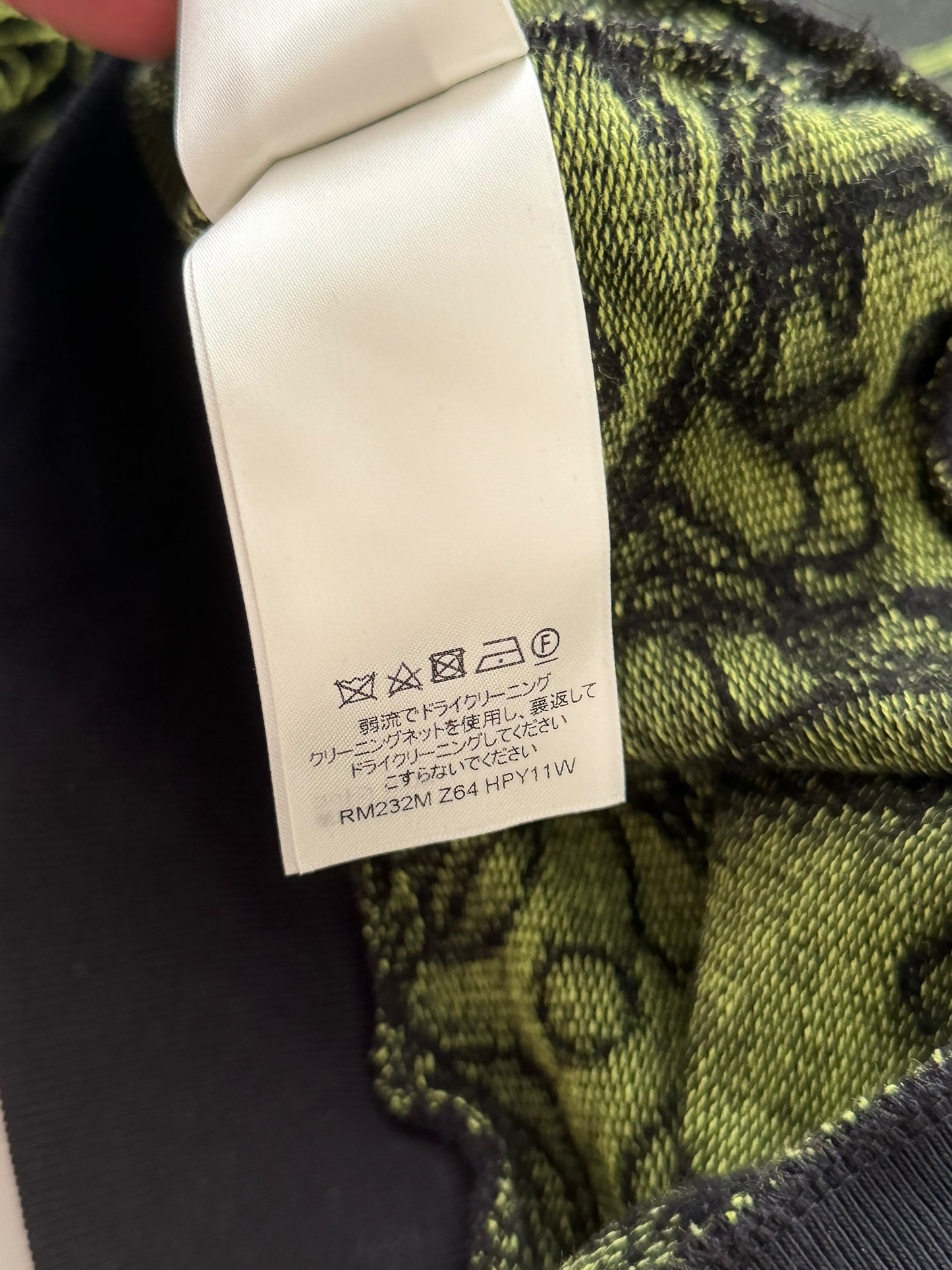 Virgil Wavy Logo Green Intarsia Knit Sweater