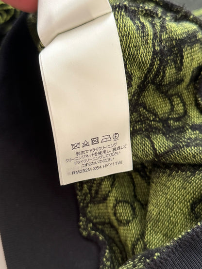 Virgil Wavy Logo Green Intarsia Knit Sweater