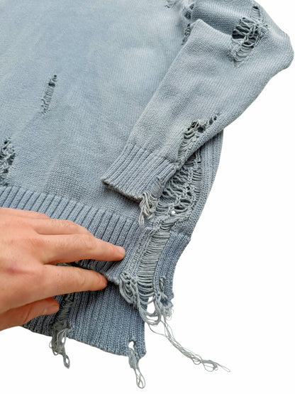 Distressed Fade Blue Sweater