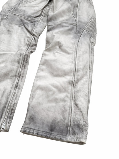 Mud Show White Leather Biker Pants