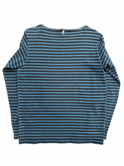 Indigo Navy Stripe Border Crew
