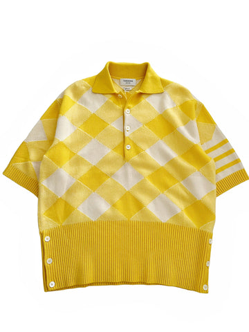Oversized Cashmere Gingham Polo