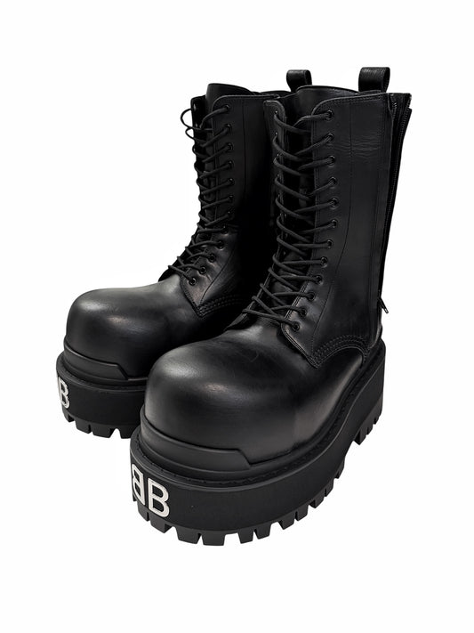 80MM Platform Stomper Boot Worn Calfskin