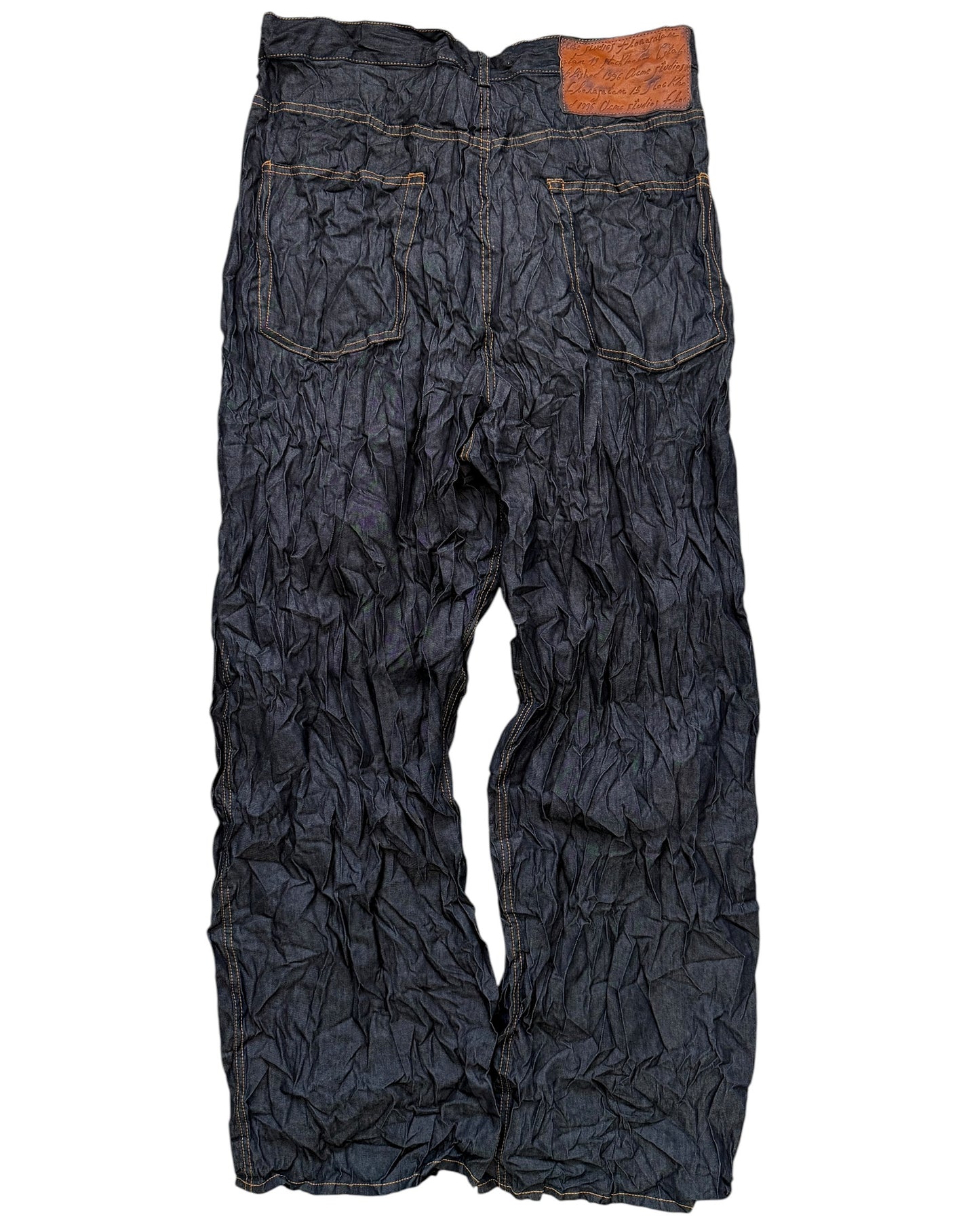 Wrinkle Crinkle Asymmetric Baggy Denim